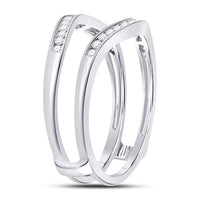 Load image into Gallery viewer, 14kt White Gold Womens Round Diamond Ring Guard Wrap Solitaire Enhancer 1/4 Cttw
