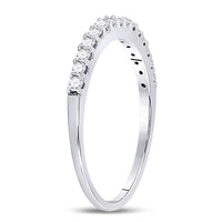 Load image into Gallery viewer, 14kt White Gold Womens Round Pave-set Diamond Single Row Wedding Band 1/4 Cttw
