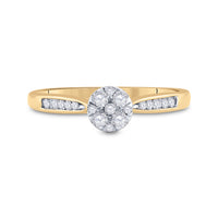 Load image into Gallery viewer, 14kt Yellow Gold Womens Round Diamond Cluster Bridal Wedding Engagement Ring 1/4 Cttw
