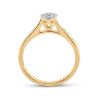 Load image into Gallery viewer, 14kt Yellow Gold Womens Round Diamond Cluster Bridal Wedding Engagement Ring 1/4 Cttw
