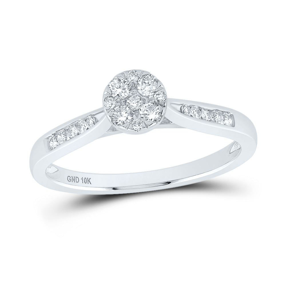 14kt White Gold Womens Round Diamond Cluster Bridal Wedding Engagement Ring 1/4 Cttw