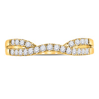 Load image into Gallery viewer, 14kt Yellow Gold Womens Round Diamond Contour Enhancer Wedding Band 1/4 Cttw
