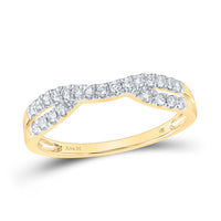 Load image into Gallery viewer, 14kt Yellow Gold Womens Round Diamond Contour Enhancer Wedding Band 1/4 Cttw

