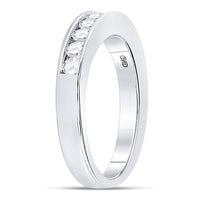 Load image into Gallery viewer, 14kt White Gold Womens Round Diamond Wedding Channel Set Band 1/2 Cttw
