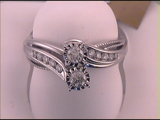 14kt White Gold Womens Round Diamond 2-stone Bridal Wedding Engagement Ring 1/2 Cttw (Certified)