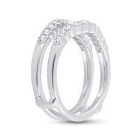 Load image into Gallery viewer, 14kt White Gold Womens Round Diamond Wrap Ring Guard Enhancer 1/2 Cttw
