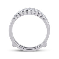 Load image into Gallery viewer, 14kt White Gold Womens Round Diamond Wrap Ring Guard Enhancer 1/2 Cttw
