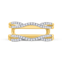 Load image into Gallery viewer, 14kt Yellow Gold Womens Round Diamond Curved Wrap Ring Guard Enhancer 1/3 Cttw
