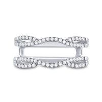 Load image into Gallery viewer, 14kt White Gold Womens Round Diamond Wrap Ring Guard Enhancer Wedding Band 1/3 Cttw
