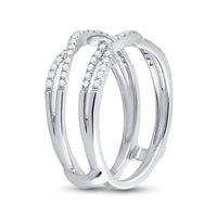 Load image into Gallery viewer, 14kt White Gold Womens Round Diamond Wrap Ring Guard Enhancer Wedding Band 1/3 Cttw
