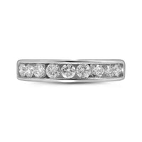 Load image into Gallery viewer, 14kt White Gold Womens Round Channel-set Diamond Single Row Wedding Band 1.00 Cttw
