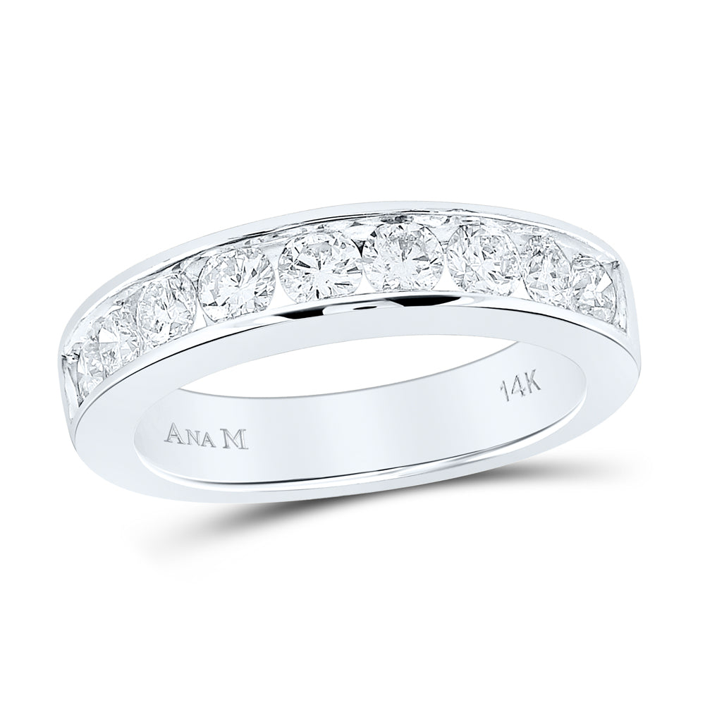 14kt White Gold Womens Round Channel-set Diamond Single Row Wedding Band 1.00 Cttw - Size 5