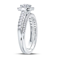Load image into Gallery viewer, 14kt White Gold Womens Round Diamond Bridal Wedding Engagement Ring Band Set 1.00 Cttw (Certified)
