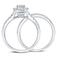 Load image into Gallery viewer, 14kt White Gold Womens Round Diamond Bridal Wedding Engagement Ring Band Set 1.00 Cttw (Certified)
