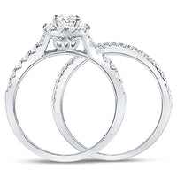 Load image into Gallery viewer, 14kt White Gold Womens Round Diamond Bridal Wedding Engagement Ring Band Set 1.00 Cttw (Certified)
