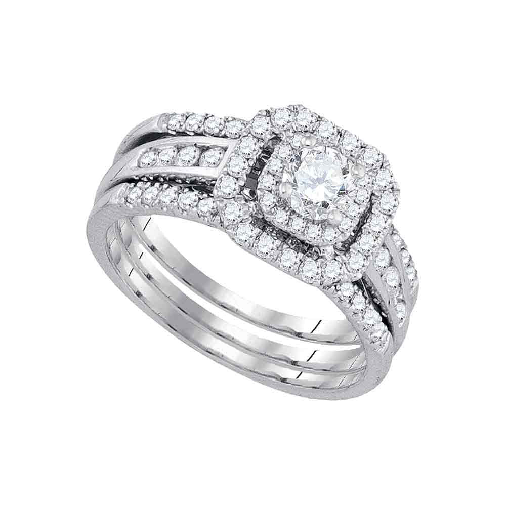 14kt Yellow Gold Womens Round Diamond Bridal Wedding Engagement Ring Band Set 1.00 Cttw