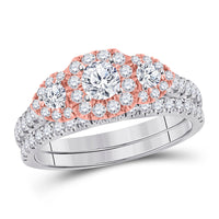 Load image into Gallery viewer, 14kt Two-tone Gold Womens Round Diamond Bridal Wedding Engagement Ring Band Set 1.00 Cttw (Certified)

