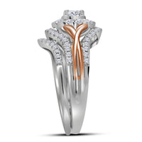Load image into Gallery viewer, 14kt Two-tone Gold Womens Round Diamond Bridal Wedding Engagement Ring Band Set 1.00 Cttw (Certified)
