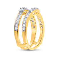 Load image into Gallery viewer, 14kt Two-Tone Yellow Gold Womens Round Diamond Wrap Ring Guard Enhancer 1.00 Cttw
