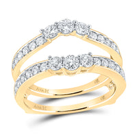 Load image into Gallery viewer, 14kt Two-Tone Yellow Gold Womens Round Diamond Wrap Ring Guard Enhancer 1.00 Cttw
