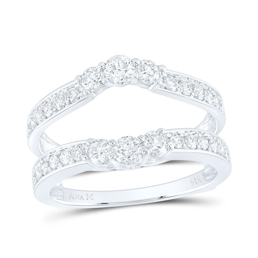 14kt White Gold Womens Round Diamond Wrap Ring Guard Enhancer 1.00 Cttw