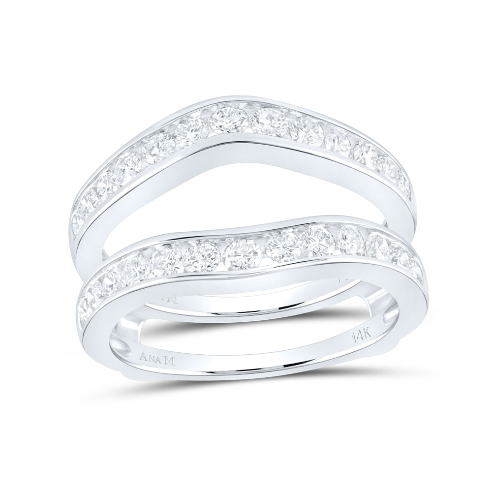 14k White Gold Womens Round Diamond Wedding Bridal Enhancer Band Wrap 1.00 Cttw