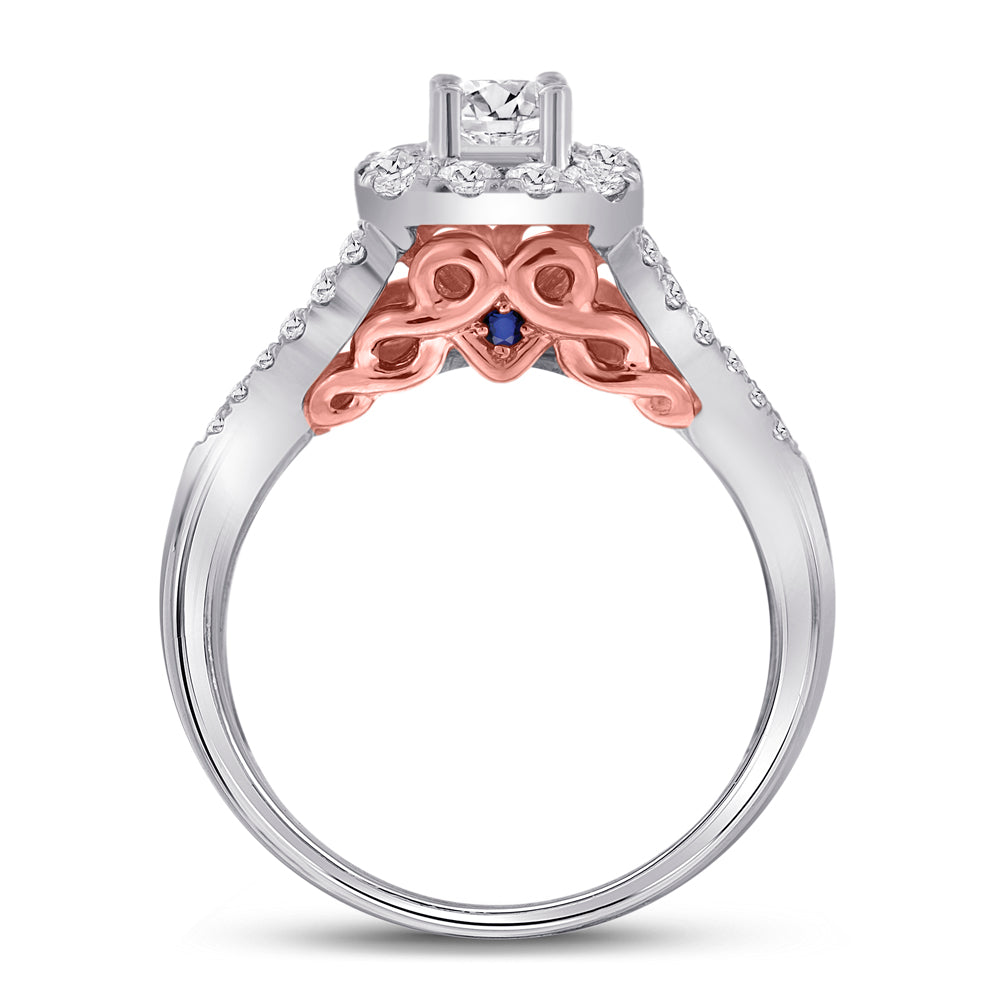 14kt Two-tone Gold Womens Round Diamond Bridal Wedding Engagement Ring Band Set 1.00 Cttw (Certified)