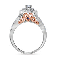 Load image into Gallery viewer, 14kt Two-tone Gold Womens Round Diamond Bridal Wedding Engagement Ring Band Set 1.00 Cttw (Certified)
