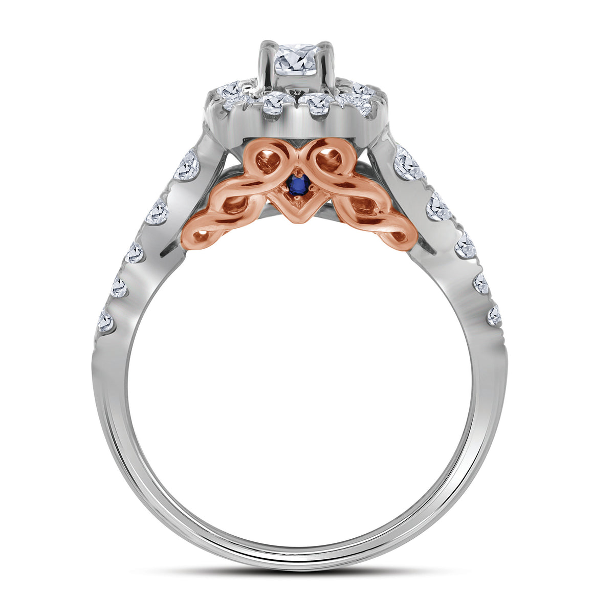 14kt Two-tone Gold Womens Round Diamond Bridal Wedding Engagement Ring Band Set 1.00 Cttw (Certified)