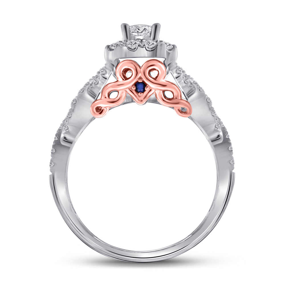 14kt Two-tone Gold Womens Round Diamond Bridal Wedding Engagement Ring Band Set 1.00 Cttw (Certified)