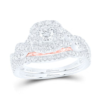 Load image into Gallery viewer, 14kt Two-tone Gold Womens Round Diamond Bridal Wedding Engagement Ring Band Set 1.00 Cttw (Certified)
