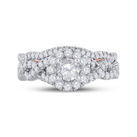 Load image into Gallery viewer, 14kt Two-tone Gold Womens Round Diamond Bridal Wedding Engagement Ring Band Set 1.00 Cttw (Certified)
