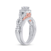 Load image into Gallery viewer, 14kt Two-tone Gold Womens Round Diamond Bridal Wedding Engagement Ring Band Set 1.00 Cttw (Certified)

