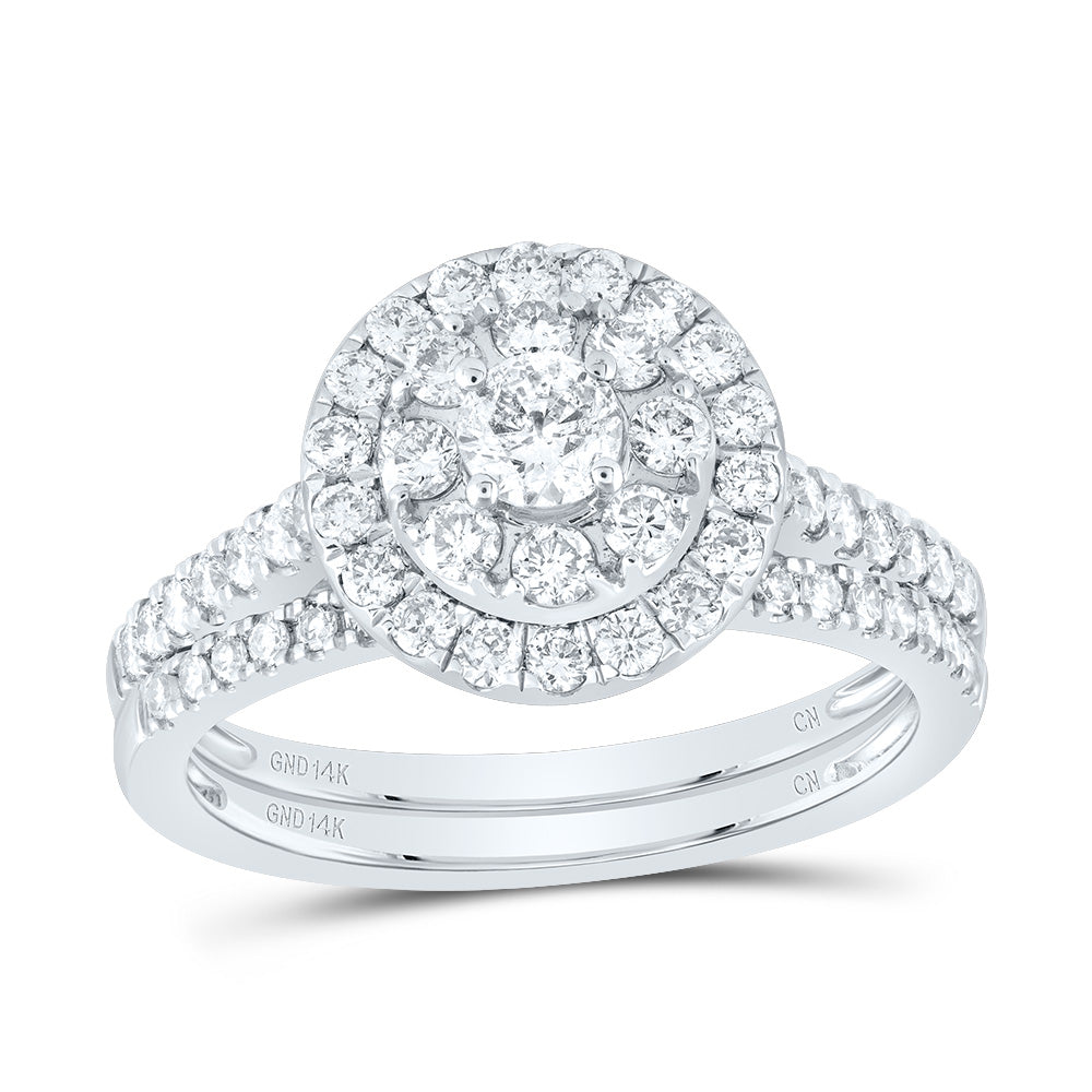 14kt White Gold Womens Round Diamond Bridal Wedding Engagement Ring Band Set 1.00 Cttw (Certified)