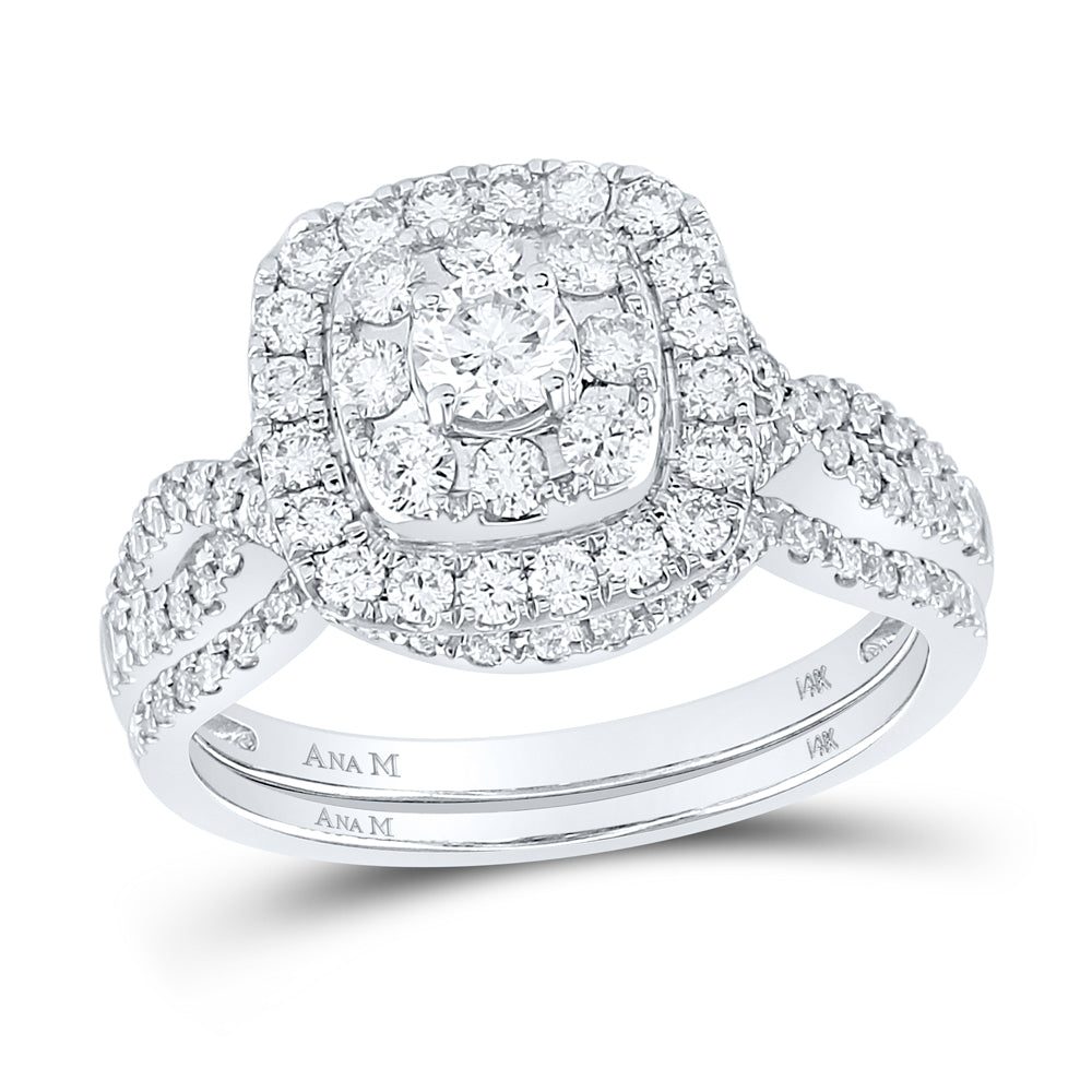 14kt White Gold Womens Round Diamond Bridal Wedding Engagement Ring Band Set 1.00 Cttw (Certified)