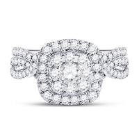 Load image into Gallery viewer, 14kt White Gold Womens Round Diamond Bridal Wedding Engagement Ring Band Set 1.00 Cttw (Certified)
