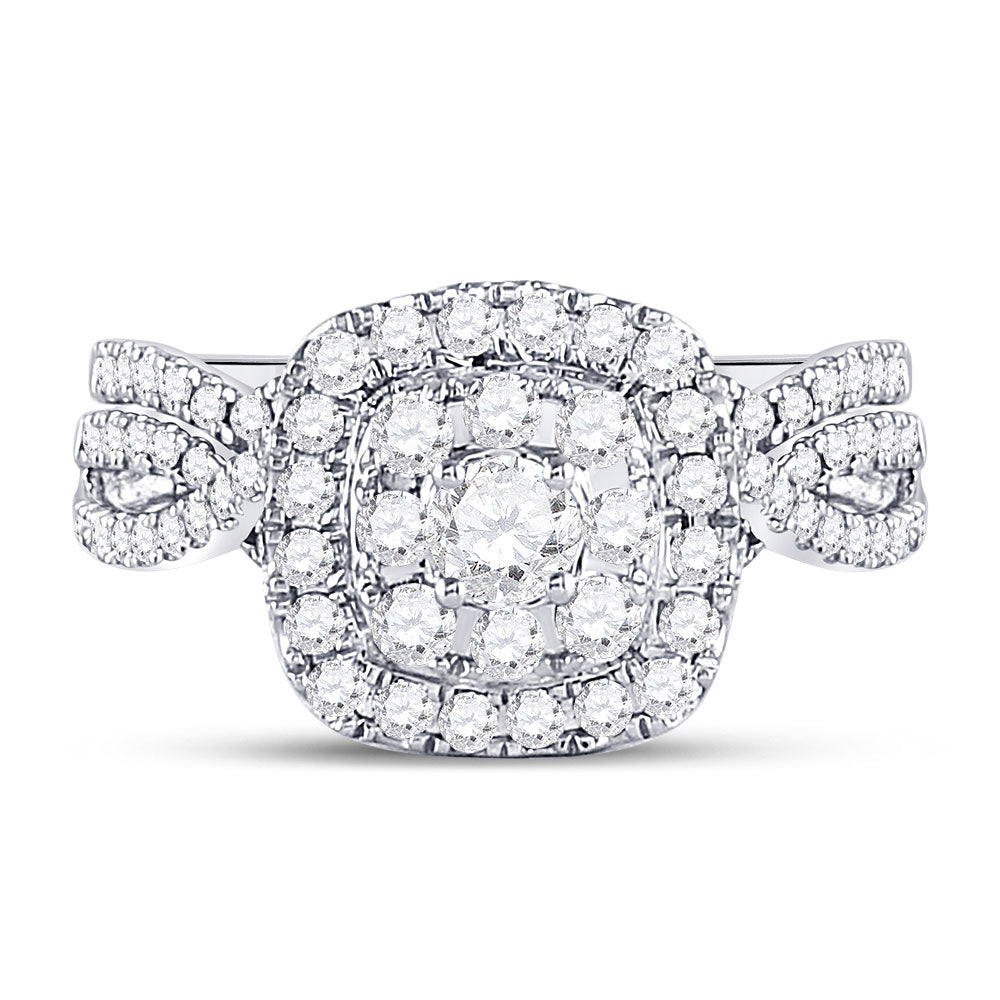 14kt White Gold Womens Round Diamond Bridal Wedding Engagement Ring Band Set 1.00 Cttw (Certified)