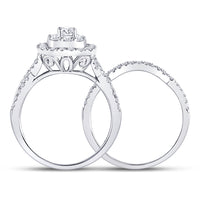 Load image into Gallery viewer, 14kt White Gold Womens Round Diamond Bridal Wedding Engagement Ring Band Set 1.00 Cttw (Certified)
