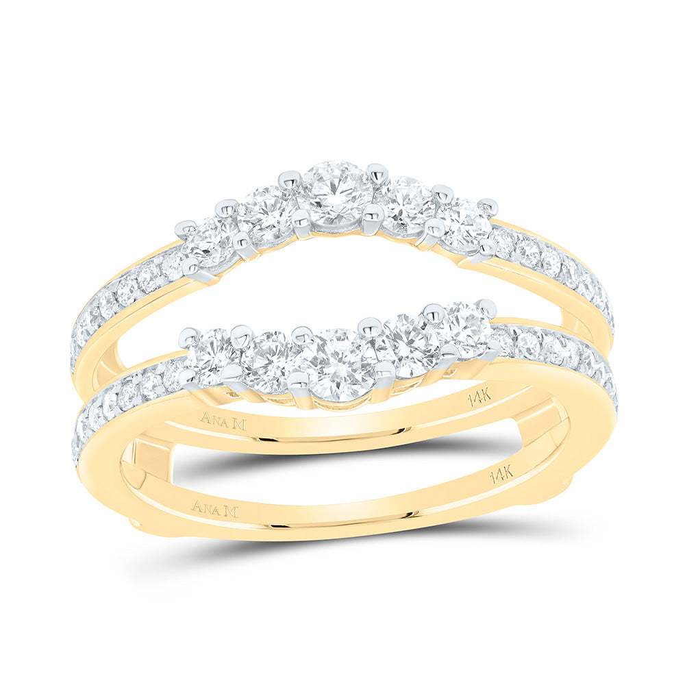 14kt Two-Tone Yellow Gold Womens Round Diamond Wrap Ring Guard Enhancer 3/4 Cttw