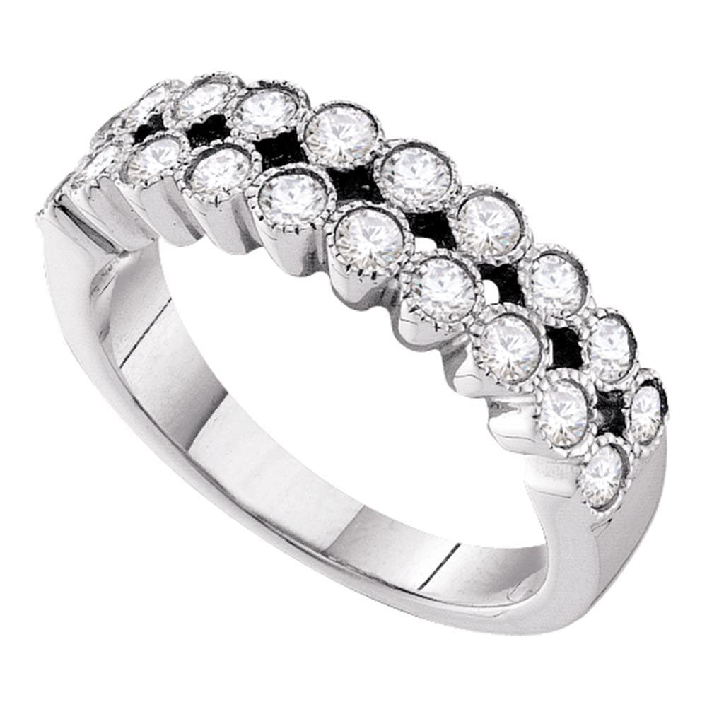 14kt White Gold Womens Round Diamond Milgrain Band Ring 3/4 Cttw