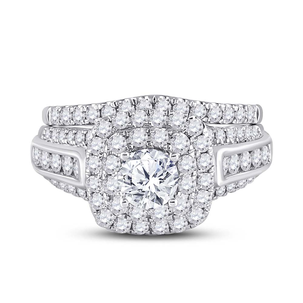 14kt Two-tone Gold Womens Round Diamond Bridal Wedding Engagement Ring Band Set 2.00 Cttw