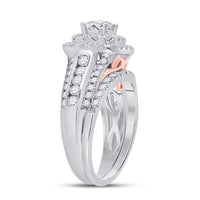 Load image into Gallery viewer, 14kt Two-tone Gold Womens Round Diamond Bridal Wedding Engagement Ring Band Set 2.00 Cttw
