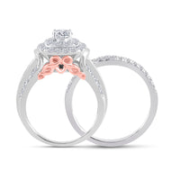 Load image into Gallery viewer, 14kt White Gold Womens Round Diamond Halo Bridal Wedding Engagement Ring Set 2.00 Cttw
