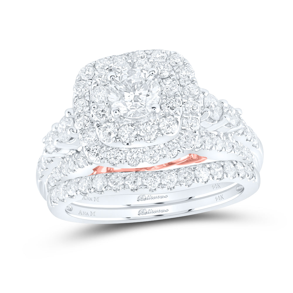 14kt Two-tone Gold Womens Round Diamond Bridal Wedding Engagement Ring Band Set 2.00 Cttw (Certified)