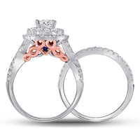 Load image into Gallery viewer, 14kt Two-tone Gold Womens Round Diamond Bridal Wedding Engagement Ring Band Set 2.00  (Certified)
