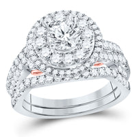 Load image into Gallery viewer, 14kt Two-tone Gold Womens Round Diamond Bridal Wedding Engagement Ring Band Set 2.00  (Certified)
