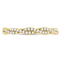 Load image into Gallery viewer, 10kt Yellow Gold Womens Round Diamond Twist Stackable Band Ring 1/4 Cttw
