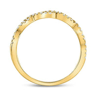 Load image into Gallery viewer, 10kt Yellow Gold Womens Round Diamond Twist Stackable Band Ring 1/4 Cttw
