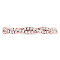 Load image into Gallery viewer, 10kt Rose Gold Womens Round Diamond Woven Twist Stackable Band Ring 1/4 Cttw
