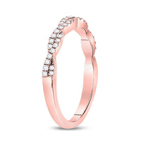 Load image into Gallery viewer, 10kt Rose Gold Womens Round Diamond Woven Twist Stackable Band Ring 1/4 Cttw
